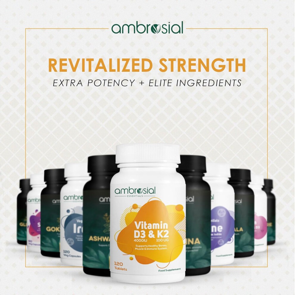 Ambrosial Vitamin D3 & K2 Tablets 4000IU - 120 Tablets